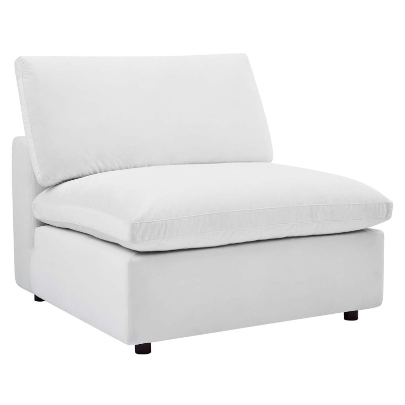Chaise sans accoudoirs en velours rembourré Commix, Velours blanc
