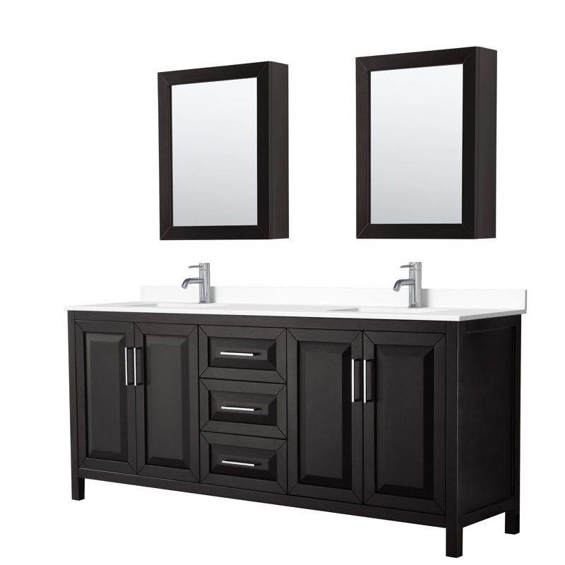 Daria 80'' W Double Vanity, Dark Espresso, Polished Chrome
