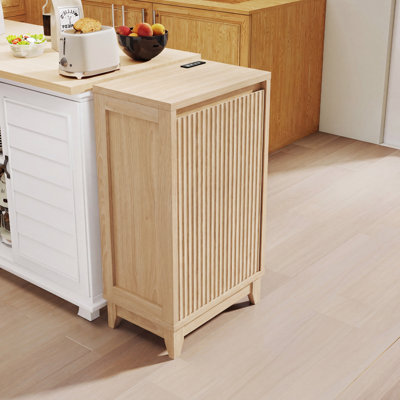  13 Gallons Tilt Out Trash Can Cabinet With Deodorizing & Negative Ion , Burlywood