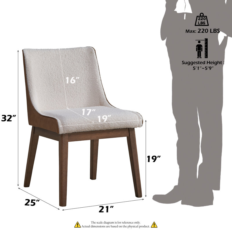 Hakon Upholstered Side Chair in White and Brown