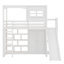 Lit mezzanine en bois avec garde-robe, tablettes de rangement, glissoire et DEL