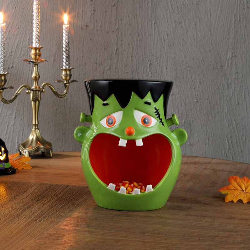 11.5" Motion Activated Ceramic Frankenstein Candy Bowl