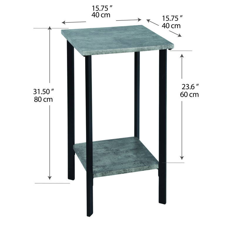 Table d'appoint en ciment gris, table à piédestal pour support de plante, carré