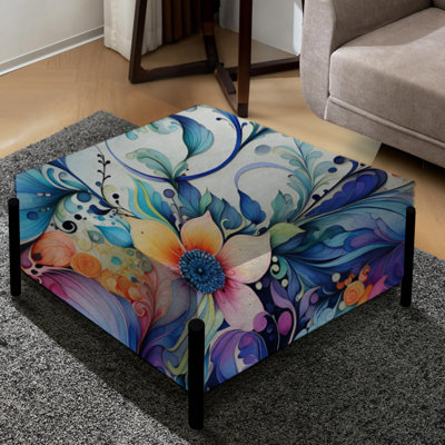 Watercolor Delight - Motif cachemire - Grand repose-pieds carré à motif cachemire