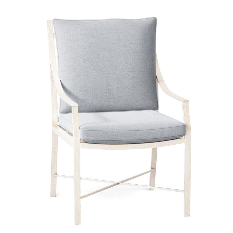 Monaco Patio Dining Armchair with Cushions, Slate Gray, Linen Chambray, Welt