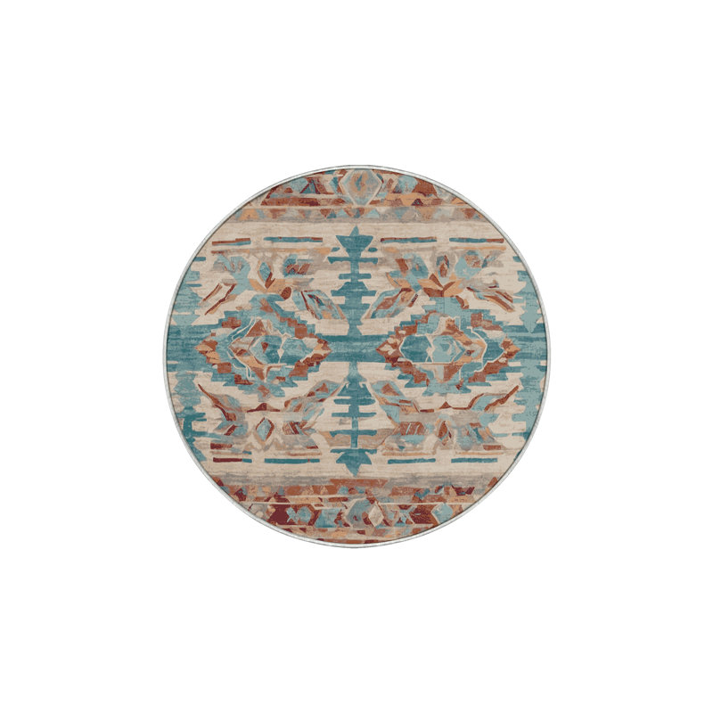 Tapis vert soyeux et moelleux, Rond 7 pi
