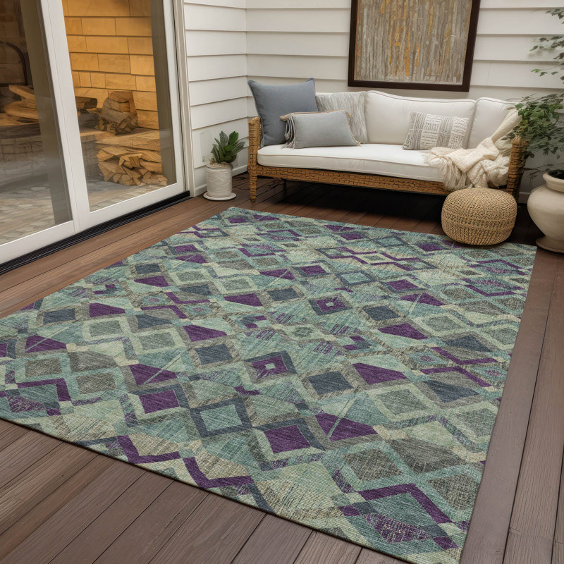Tapis intérieur / extérieur bleu Rustira , 8' x 10'