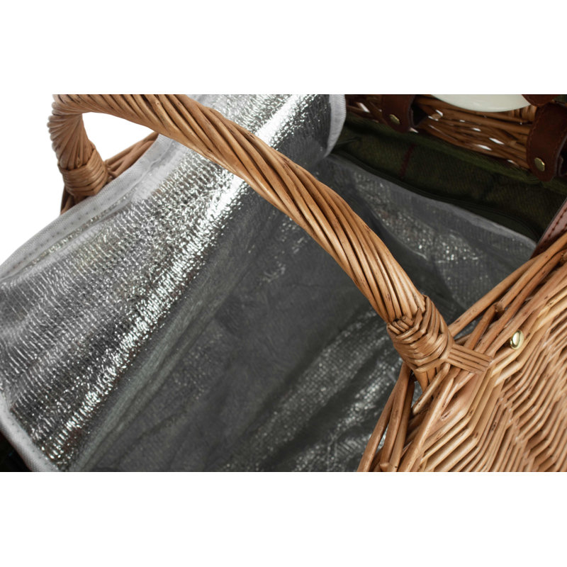 2 Person Wicker Tweed Effect Double Lidded Fitted Picnic Hamper