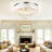 19.5" Crystal Ceiling Light, 3-Light Chandelier with White Fabric