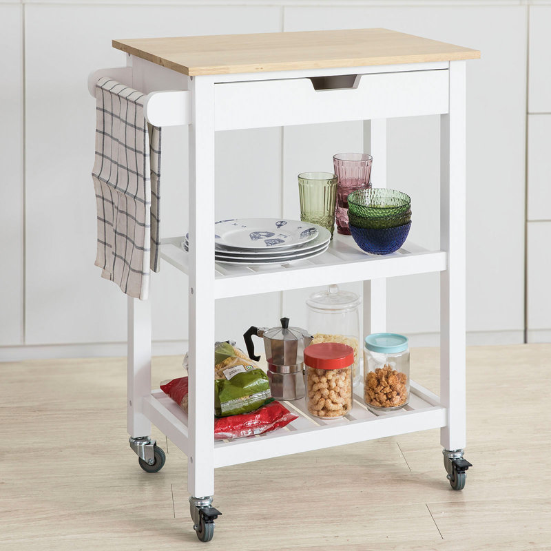 Liya Wood Bar Cart, White