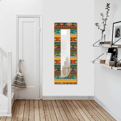 Élégant miroir décoratif avec cadre en bois, 15,7 x 47,2 pouces | 100% toile sur panneau de fibres à densité moyenne, épaisseur: 0,12 pouce | Taille réelle du miroir: 7,9 po x 39,4 po | Décoration murale élégante pour le salon, la chambre à coucher et le vestibule