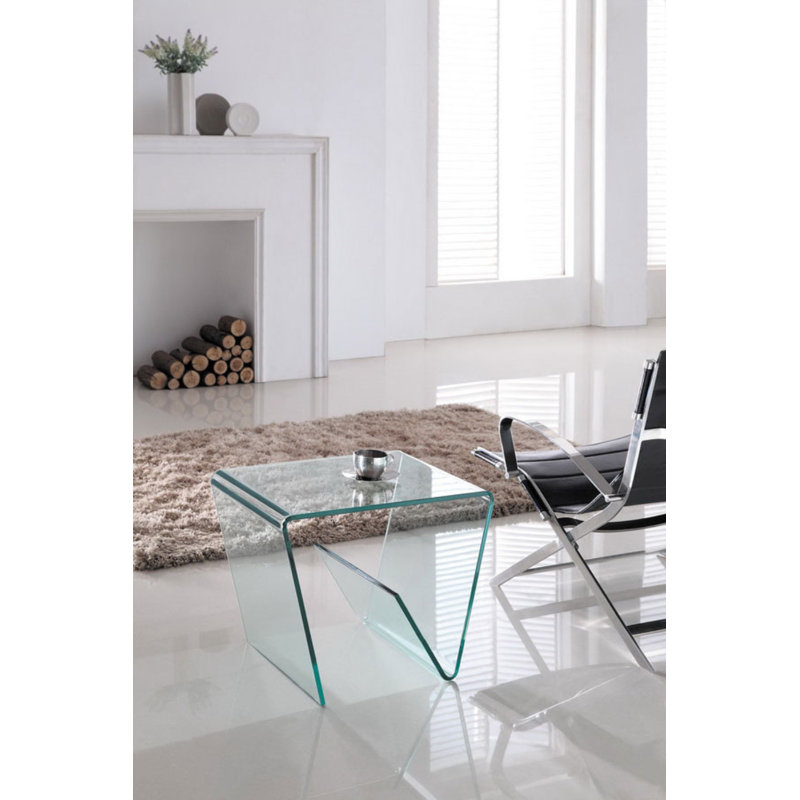 Reva Glass Top Sled End Table