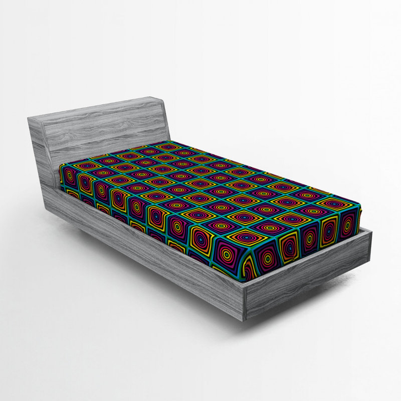 Microfiber Geometric Fitted Sheet, Twin Fitted Sheet