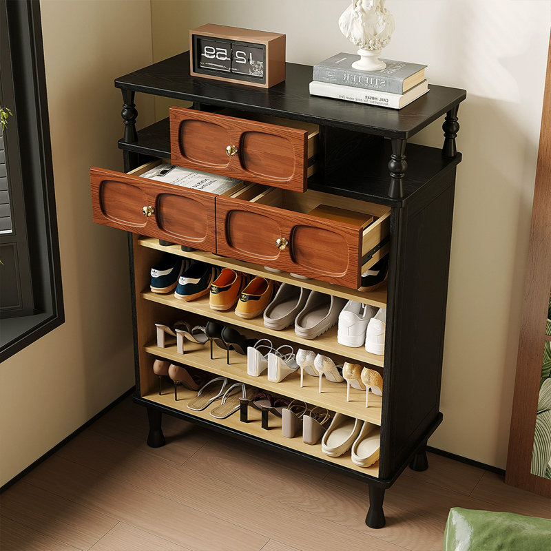Walnut Solid Wood Shoe Storage Bench