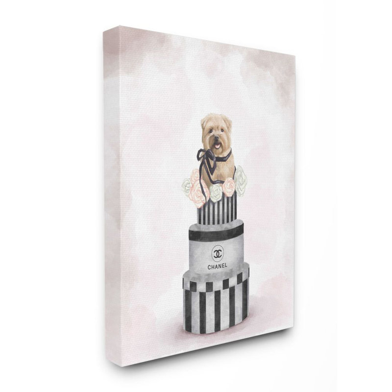 « mode chien box stack », reproduction d’art sur toile rose, Toile tendue, H 20 po x l 16 po x P 1,5 po