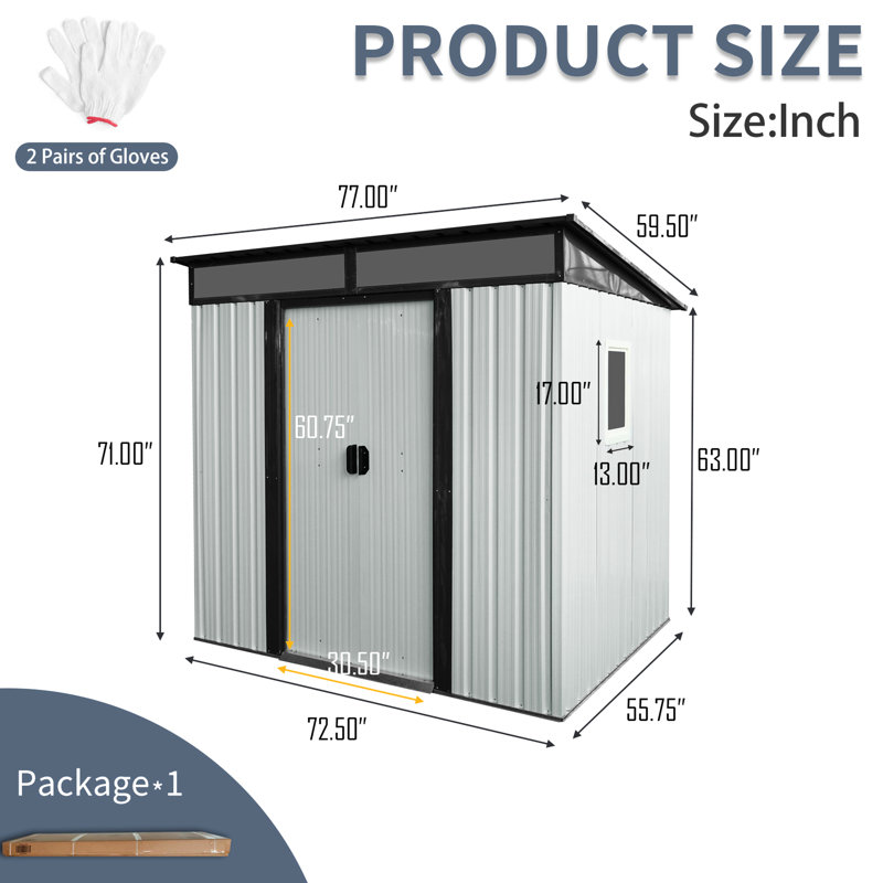 Remise spacieuse en métal de 6 pi x 5 pi pour le patio - Rangement de jardin rouillé et de 6 pi x 5 pi avec ventilation