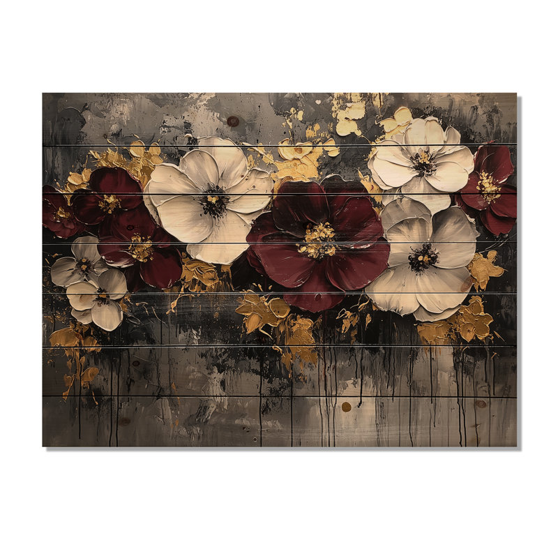 Bourgogne, coquelicots, paysage de rêve la nuit II - coquelicots, impression sur bois de pin naturel