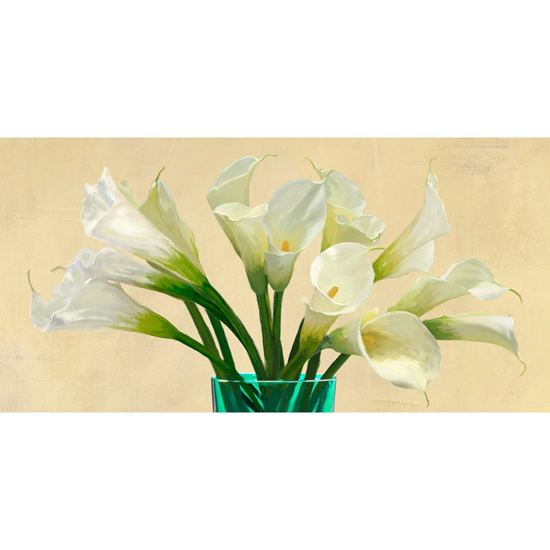 White Callas In A Glass Vase by Andrea Antinori - Wrapped Canvas Print, 50cm H x 100cm W x 4cm D