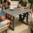 Saemi 63 Inch Outdoor Rectangular Dining Table, Adjustable Height, Wicker 