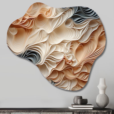 «Beige et orange Custards Collage I», art mural abstrait en métal, impression asymétrique sur métal beige