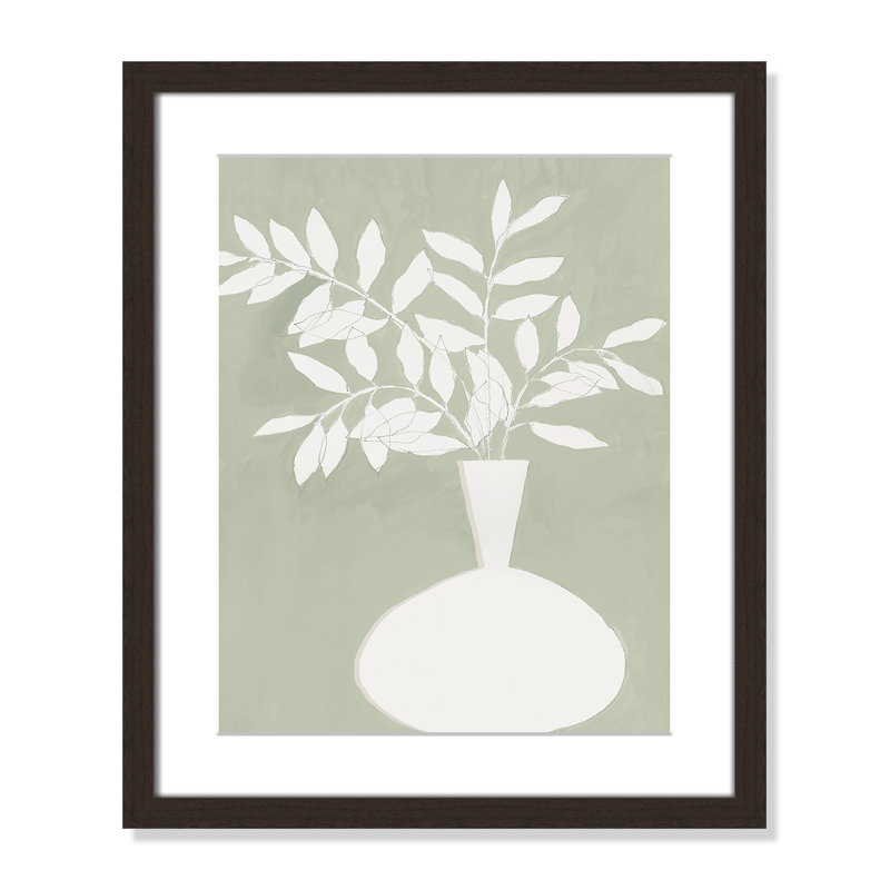 «Sage Vase II» par Aria K, L 16 po x H 19 po, Matted Print, Noyer à grain ouvert
