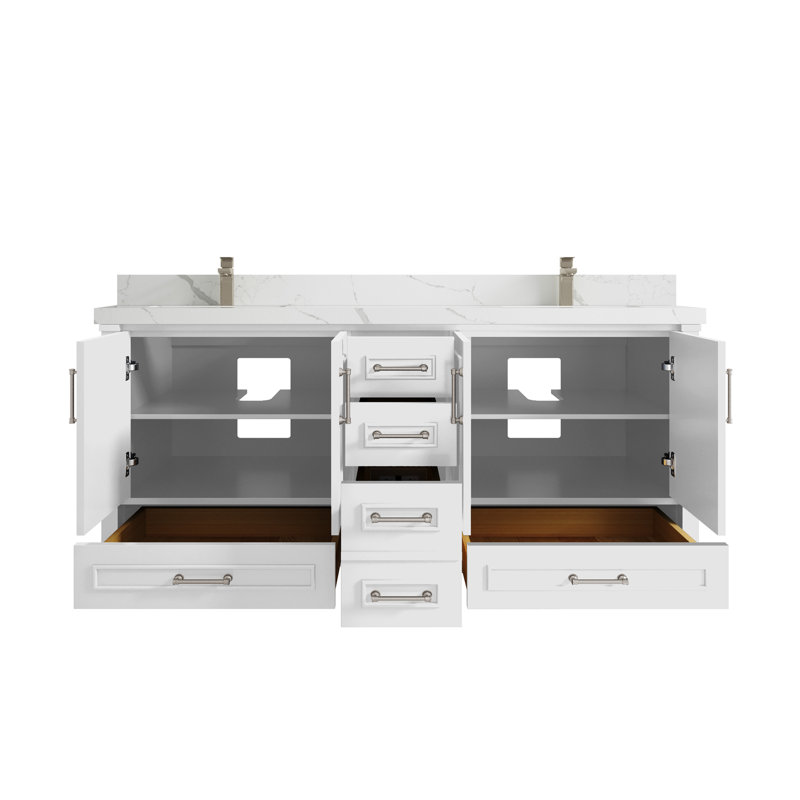 Ensemble de meuble-lavabo double l 72 po Malibu, Calacatta Laza