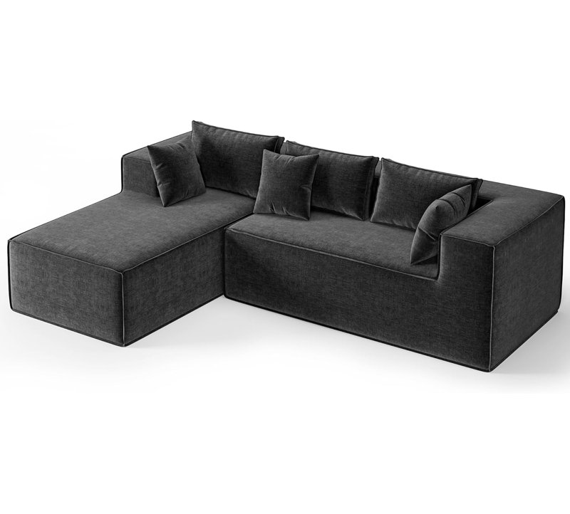 Canapé modulaire en L modulaire, canapé en chenille à assise profonde, gris foncé, Gris