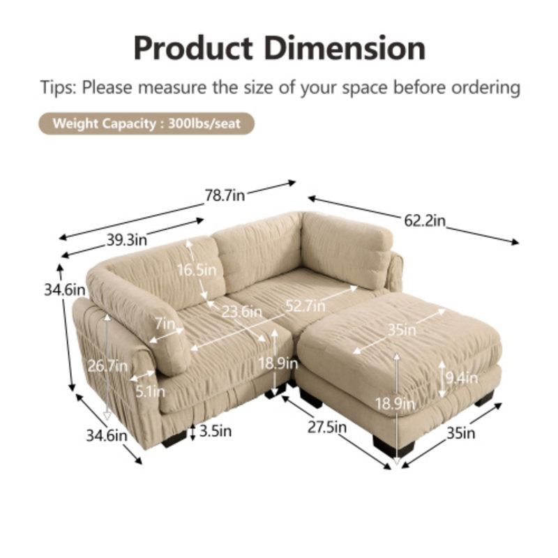 Canapé modulaire Loveseat, 3