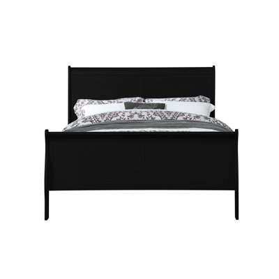 Lit simple noir, attrait et durabilité classiques, fabrication en bois massif, support de lattes stable, pas de rangement, profondeur de 41,44 po, largeur de 82,84 po, lit de 45,62 po de hauteur en noir, à l'exception de la beauté intemporelle, bois