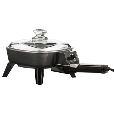 Fox Valley Traders 7 in. Non Stick Electric Skillet Sandwich Maker & Panini Press with Glass Lid