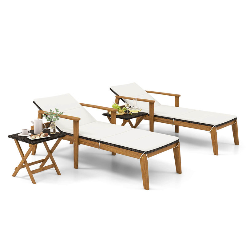 George Oliver 4 Pcs Outdoor Chaise Lounge Chair Set With Armrests & 4-level Backrest For Poolside