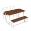 Ensemble de salle à manger 4 pièces de style industriel avec table et chaises à dossier, fini noyer foncé, structure en MDF et acier.