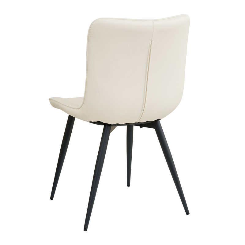 44cm H Cotton Upholstered Metal Side Chair, White
