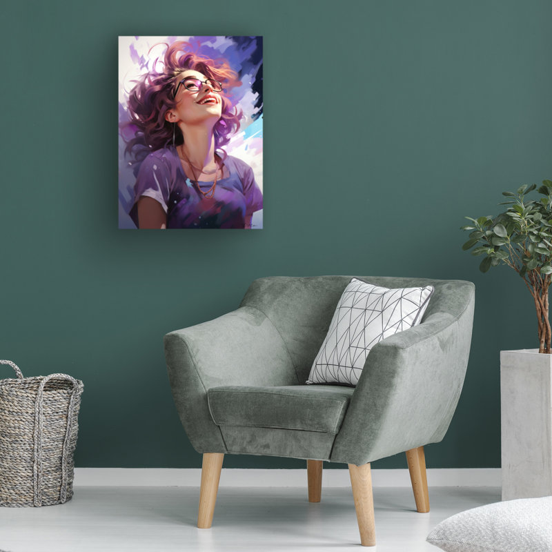 Momart «Happy Mauve 1», reproduction sur toile, H 32 po x l 24 po x P 2 po