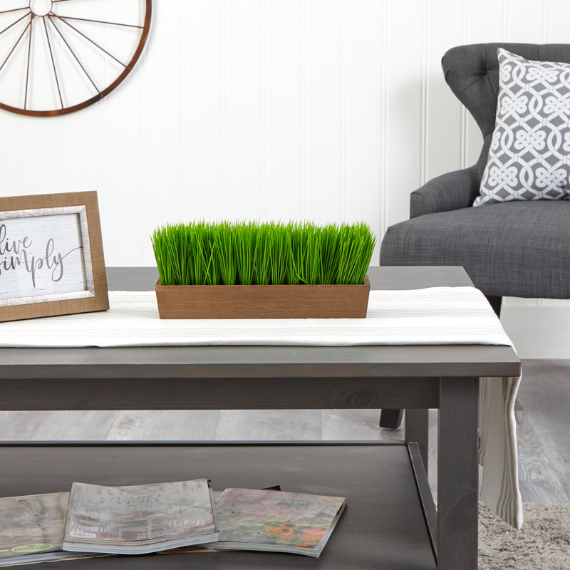 5'' Faux Foliage Grass in Wood Planter