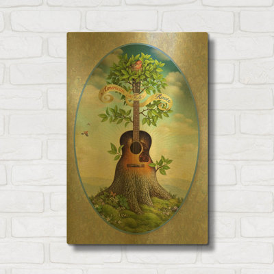« Racines folk américaines » de Dan Craig, tableau mural en métal doré, 40,6 cm x 61 cm