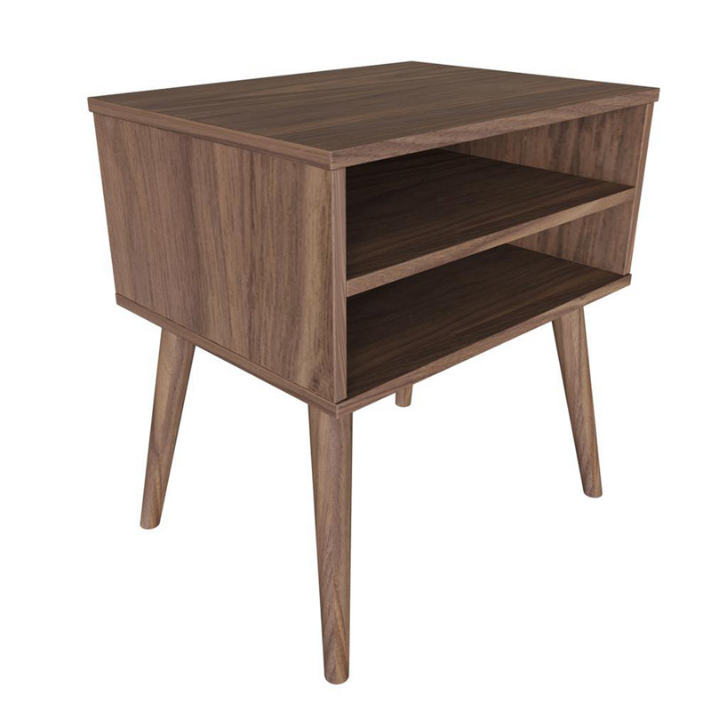 Boyd Sleep Ragusa Mid-Century Modern Two Shelf Nightstand, Roger Collection, Walnut