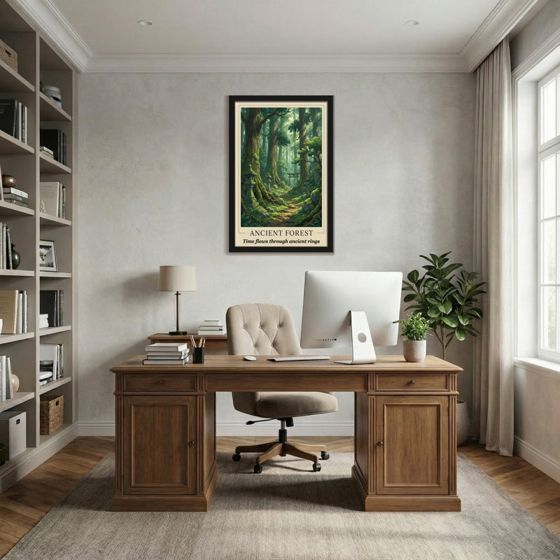 Paysage et nature Chemin forestier antique avec lanternes en pierre et porte Torii, H 36 po x l 24 po