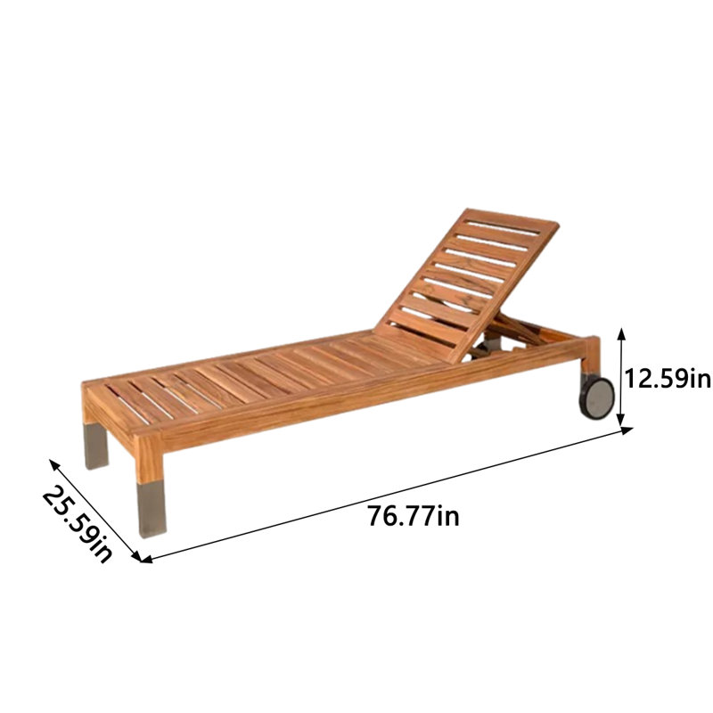 Outdoor Beach Pool Beach Solid Wood Lounge Chairs Outdoor Teak Wood Chaise Lounge