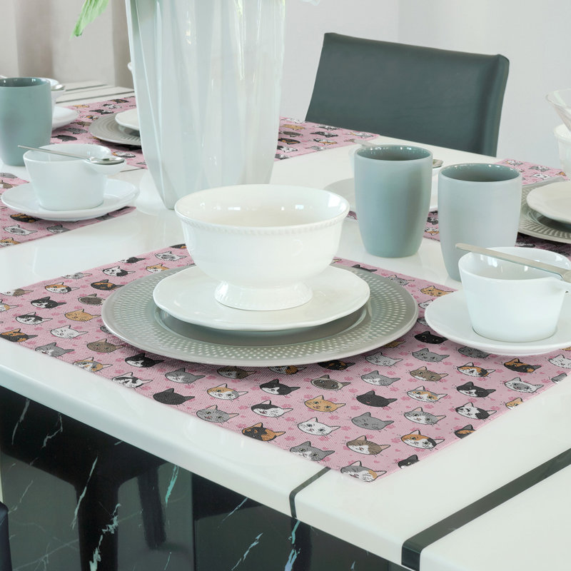 Napperon en coton 18 po Kitty Cat, Rose