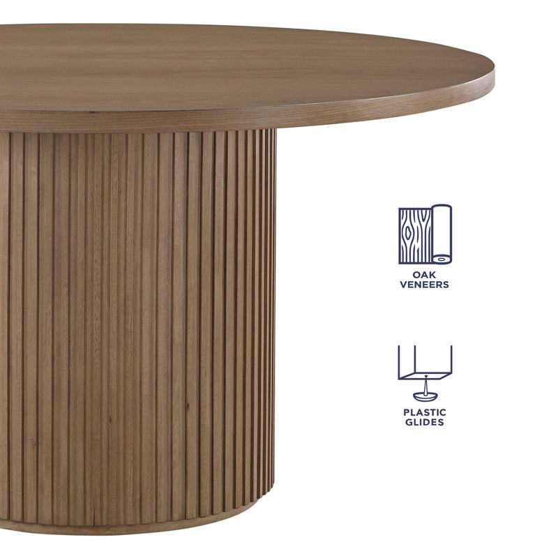 Fiammetta 52'' Round Pedestal Dining Table, Brown, Brown