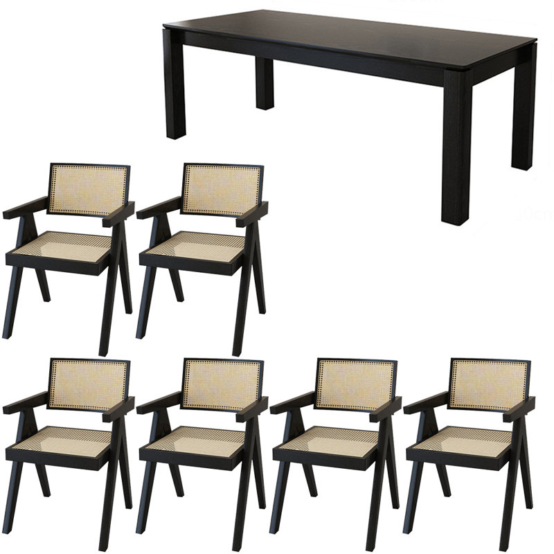 Ensemble de table à manger en bois franc français vintage, H 29,5 po x L 70,8 po x l 31,4 po