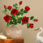  1 branche, 3 mini têtes de roses artificielles, bouquet de fleurs, décoration de bureau à domicile (rouge)-128926758