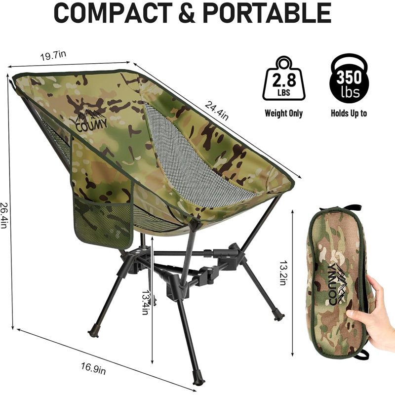Ensemble de 2 chaises de camping portatives, chaise de camping pliante avec sacs de transport