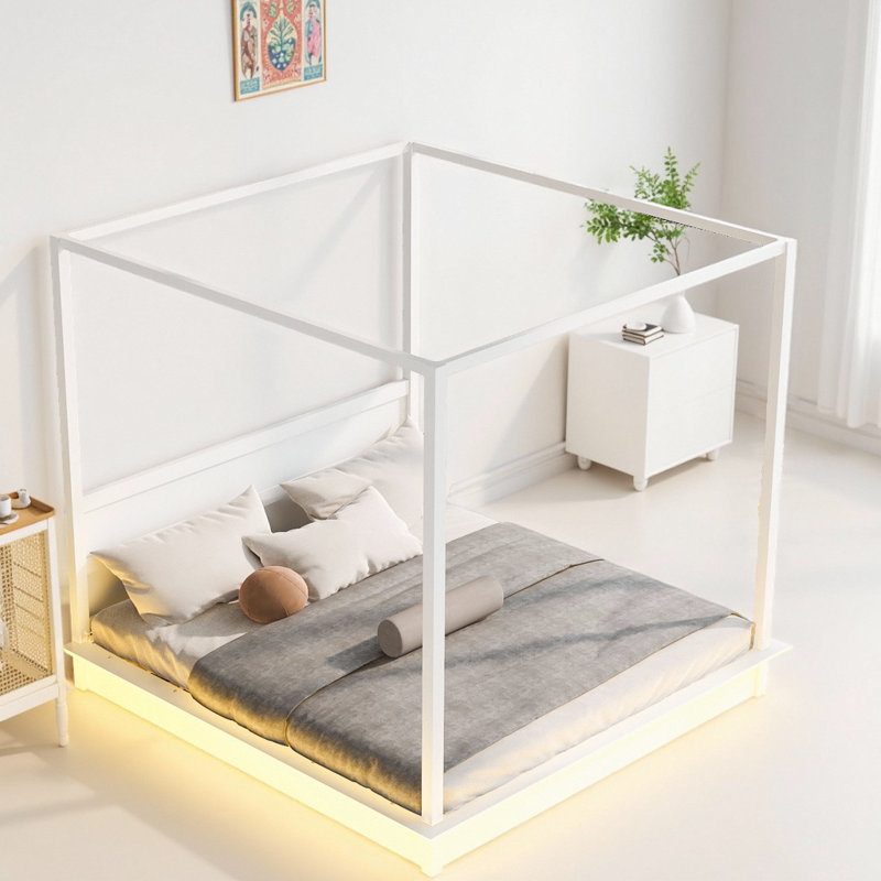 Andenwood Canopy Bed, LED Platform Bed, King