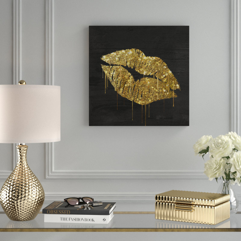 « golden lèvres », impression sur toile tendue, H 18 po x l 18 po x P 2 po