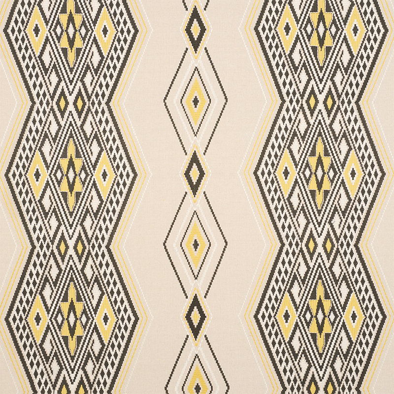 Bayeta Embroidery Fabric, Yellow/ Brown/ Neutral