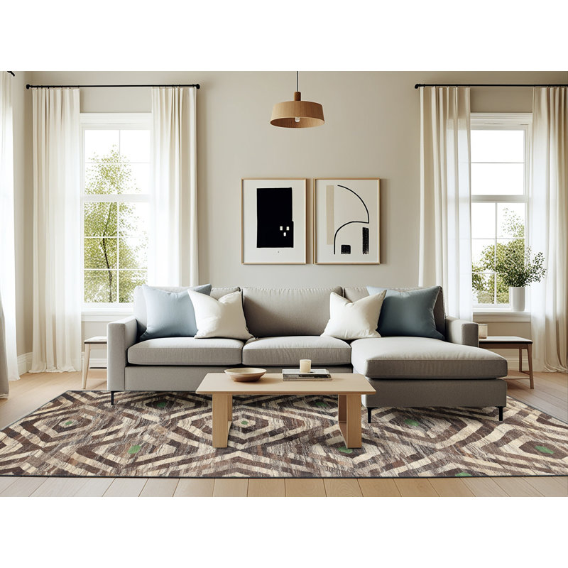 Tapis contemporain gris, Rectangle 6 pi x 9 pi
