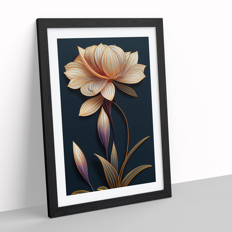 Flower No.6 - Single Picture Frame Print, 64cm H x 46cm W x 2cm D, Black Framed