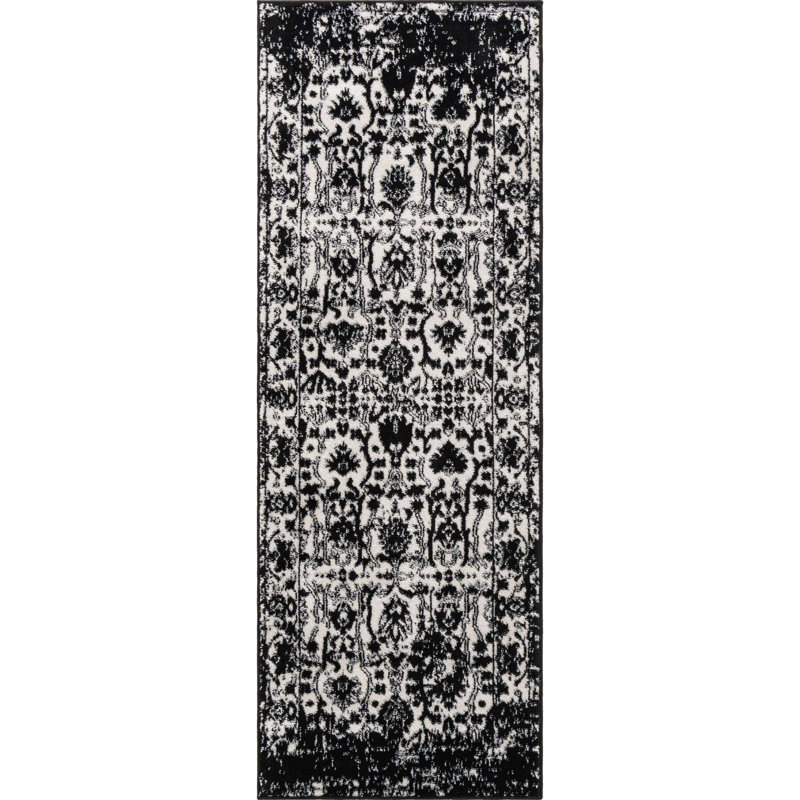 Ortilio Oriental Area Rug, Runner 2' x 6'1", Black